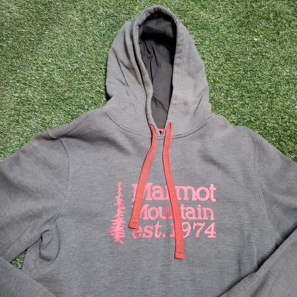 Marmot Hoodie Mens Small Green Orange Pullover SweaterSweatshirt 74 Hoody H1 - Picture 2 of 7